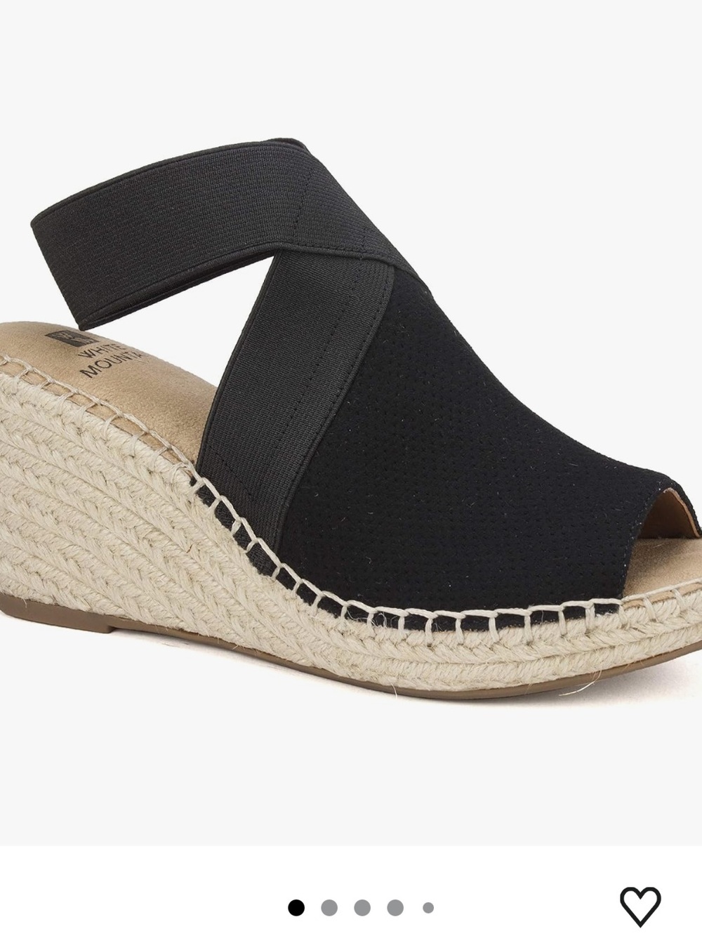 NEW in box White Mountain Gabbie Black Espadrille Wedge Sandal Size 10